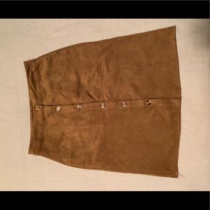 Faux suede button skirt